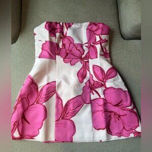 Showpo Pink and White Floral Mini Dress - strapless